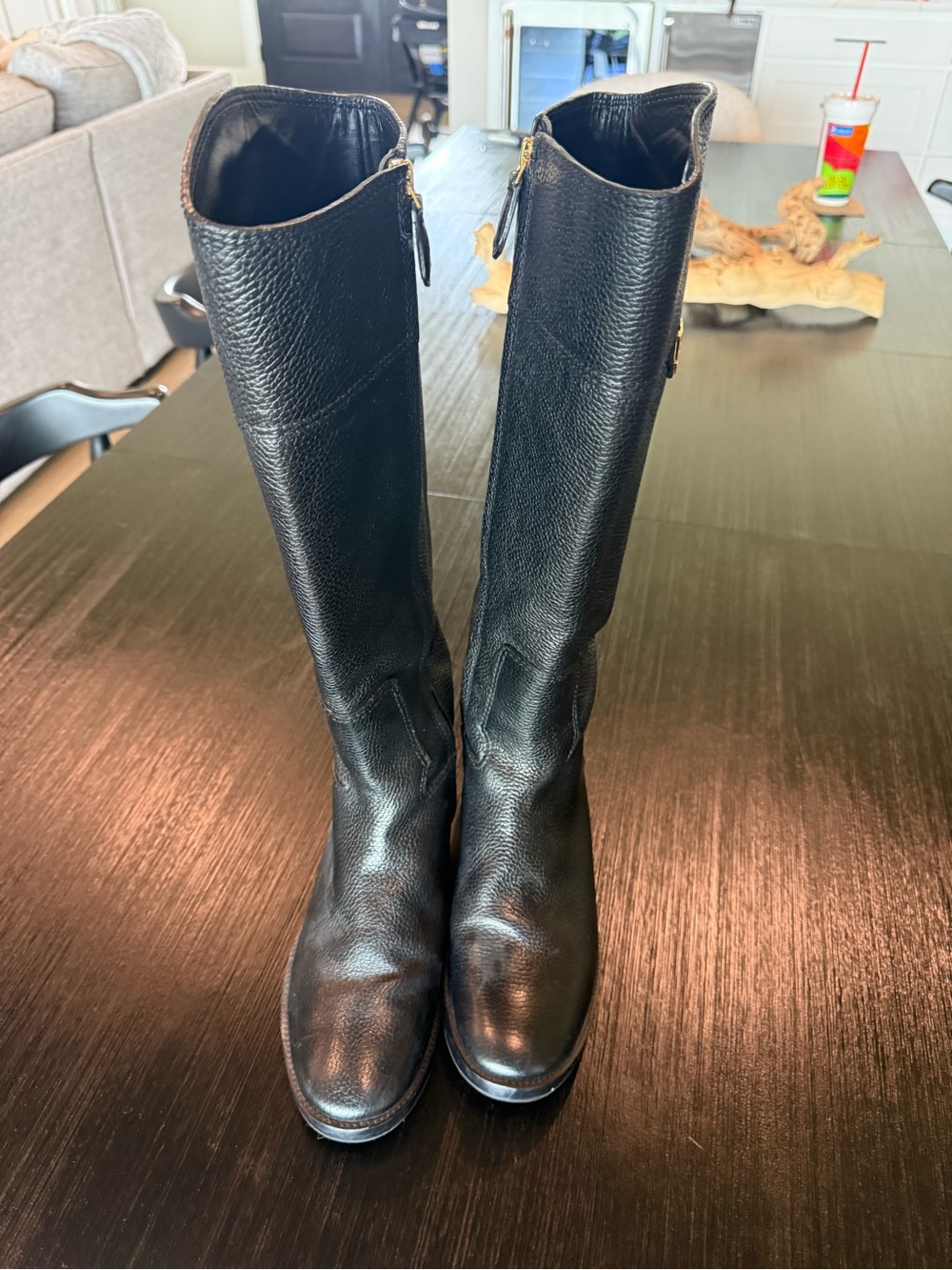 Tory Burch Black Tall Leather Riding Boots